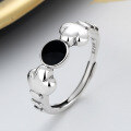 wholesale S925 Sterling Silver Cute Style Cat Paw Black Enamel Ring Ins Korean Minimalist Style Design Sense Index Finger Ring-0-2