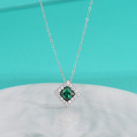 wholesale S925 Sterling Silver Moissanite Emerald Square Necklace, Light Luxury Minimalist Fashion Choker for Women, Versatile Pendant-5.5*5.5 (white zircon) necklace 925 silver