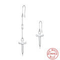 wholesale S925 Sterling Silver Geometric Diamond Inlaid Pearl Star Tassel Hoop Earrings for Trendy Girls-0-11