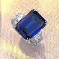 wholesale S925 Silver New 10*14 Rectangle Royal Blue Ring for Women, Fashionable and Minimalist European Style-0-2