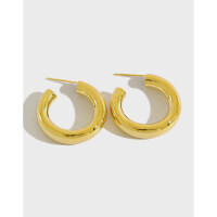 wholesale S925 Sterling Silver YEA396 European and American Minimalist Earrings in a Geometric C-Shaped Design with Exaggerated Hoop Earrings-18K gold [with sterling silver ear plugs]  925 silver