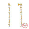 wholesale S925 Sterling Silver Ins-style Ball Stud Earrings with Crystal Chains Triangle Tassel Retro Elegant-0-6