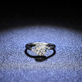 S925 Sterling Silver Ring with 1-Carat Round Moissanite-0-0