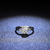 S925 Sterling Silver Ring with 1-Carat Round Moissanite-1 carat (eight hearts and eight arrows zircon)  11 yards