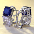 wholesale S925 Sterling Silver New 4-Carat Blue White Zircon Ear Studs Fashion Women's Style-0-2