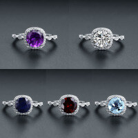 wholesale S925 silver ring with natural amethyst gemstone from the source factory, featuring fashionable and unique design-Zircon>US size 7