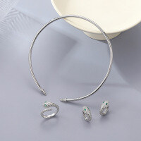 wholesale S925 Sterling Silver Cross-Border Hot-Selling Serpent Series Zircon Inlaid Earrings with Green Nano Eyes Niche Design-KR1010700 18