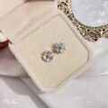 wholesale S925 Sterling Silver Fashion Diamond-inlaid Five-leaf Flower Ear Studs, Minimalist Niche Elegant High-end Earrings Gift for Best Friend-0-2