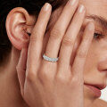 S925 Silver Classic Halo Five-Stone Moissanite Engagement Ring-0-1