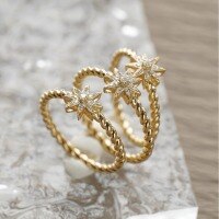 wholesale S925 Sterling Silver Red Elk Full Body Eight-Pointed Star Fashion Ring, Minimalist and Versatile Commuter Tail Ring New Design-BZ0465-Gold US size 10