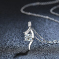S925 Sterling Silver Four-Prong Moissanite Women's Necklace-0-1
