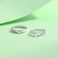 wholesale S925 Sterling Silver Forest-Style Fresh and Minimalist Couple's Ring, Ins Style High-End Feel Open-Ended Ring for 520 Valentine's Day Gift for Girlfriend-0-5