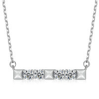 wholesale 925 Sterling Silver Cross-border Zircon Women's Necklace European and American Fashion Letter Pendant Ins Collarbone Chain Wholesale-Platinum 925 silver