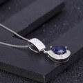 wholesale S925 Sterling Silver Fashion Creative European and American Style Inlaid Natural Sapphire Pendant Necklace-0-2