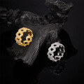 wholesale 925 Sterling Silver Plated Moissanite Hip Hop Full Pavé Fashion Cuban Link Ring Cross-Border E-Commerce Best Seller Trendy Style-0-2
