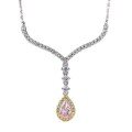 wholesale S925 Silver New Drop-shaped One-carat Pink Diamond Necklace Imported High-carbon Diamond Pendant Simple-0-4