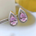 wholesale White gold jewelry new drop 33ct white 7*10 high carbon diamond pear-shaped stud earrings European and American earrings-0-0