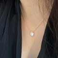 wholesale S925 Sterling Silver Dainty Minimalist Everyday Versatile Korean-style Heart Pendant Collarbone Necklace for Women New-0-3