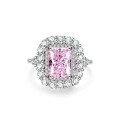 wholesale S925 silver ice-cut ring for women, radiant-cut pink diamond gemstone ring for cross-border wholesale in Europe and America-0-9