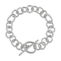 wholesale S925 Sterling Silver 100 Korean Version Ins Minimalist Style Niche Geometric Chain OT Clasp Bracelet for Women-Platinum>925 silver