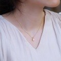 wholesale S925 Sterling Silver Gold-Plated Geometric Natural Pink Crystal Pendant Choker Necklace-0-1