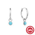wholesale 925 Sterling Silver Classic Best-Selling Versatile Turquoise Hoop Earrings Hinge Climbers EarringsINS-0-6