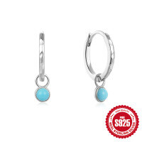 wholesale 925 Sterling Silver Classic Best-Selling Versatile Turquoise Hoop Earrings Hinge Climbers EarringsINS-Gold 925 silver