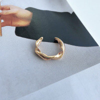 wholesale 925 Silver Tide Wave Ring, Minimalist Irregular Twist Adjustable Open Band Index Finger Ring-xb231 copper plated gold color opening adjustable