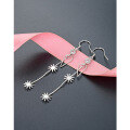 wholesale S925 Sterling Silver Korean Japanese Sweet Geometric Floral Long Drop Earrings with Zirconia Fringe Accessories for Drop Shipping-0-3