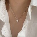 wholesale S925 Sterling Silver Dainty Minimalist Everyday Versatile Korean-style Heart Pendant Collarbone Necklace for Women New-0-2