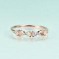 wholesale [Rose gold] S925 sterling silver set with natural opal ring stack ring, lightweight luxury fashion elegant simple style-0-1