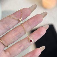 wholesale S925 Sterling Silver Rose Tear Drop Tassel Necklace with Red Zirconia, Exuding a Sense of High-End Luxury and Delicate Fashion for a Chic Collarbone Chain-Gold>925 silver