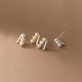 wholesale S925 Sterling Silver Vintage Synthetic Pearl V-Shaped Ear Studs for Women with an Elegant and Premium Feel M03569-0-1