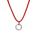 wholesale Pure Silver Chinese Trend Style Matching Couple's Peace Knot Necklace, Woven Red Cord Necklace with Circular Loop and Heart Pendant, Free Engraving-0-4