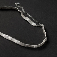 wholesale S925 Sterling Silver Wide Flat Wire Handmade Necklace Korean Minimalist Ins Style Small Pendant Necklace Y01175-S925 Silver Necklace>925 Silver