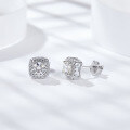 wholesale S925 Sterling Silver Luxury Square Package Moissanite Earrings with Ear Studs-0-3