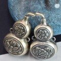 wholesale S925 Sterling Silver Retro Ethnic Style Peony Gourd Pendant, Antique Silver Carved Gourd Bead, Braided Cord Necklace Pendant-0-1