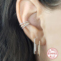 wholesale S925 Sterling Silver U-Shaped Diamond Accent Trendy Minimalist INS Style Ear Cuffs-0-1
