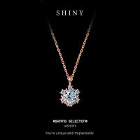 S925 Sterling Silver Moissanite Sunflower Pendant Necklace-S925 Sterling Silver Rose Gold + 50 Points Moissanite