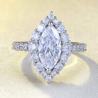 wholesale S925 Silver, Zhuo Zhifan New 6*12mm Marquise White Simulated Diamond Ring with Ice Flower Cut, European and American Style for Women-R721 White Diamond No. 5