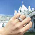 S925 Sterling Silver Rectangular Bevel-Cut Zircon Ring, Fashionable Luxury-0-1