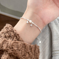 wholesale S925 Silver Small Fresh Sweet Ins Style Niche Design Pearl Starfish Shell Crushed Silver Bracelet S7930-S925 Silver Bracelet>925 Silver