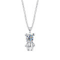 S925 Silver Cross-Border Wholesale Zircon Bear Pendant Necklace-0-3