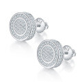 wholesale S925 silver plated with 18k gold hip-hop full diamond earring, moissanite button stud earring for men, fashionable and trendy Euro-American style-0-4