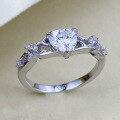 wholesale S925 Sterling Silver New Jewelry 1-Carat High-Carbon Heart-Shaped Advanced Hollow-Out Fashion Ring-0-1