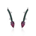 wholesale S925 silver vintage-style designer earrings with natural topaz gemstone, ear studs-0-6