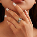 wholesale S925 Sterling Silver Cloud-Pull Jewelry Oval-Shaped Synthetic Aquamarine Zircon Wide Band Statement Ring-0-1