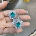 18K Gold Cultured Paraiba Tourmaline Set Pendant Earrings Ring-0-2
