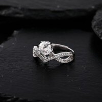 925 Sterling Silver Moissanite Ring Japanese High-Value Design-S925 Sterling Silver + 1 Carat Moissanite  One Size