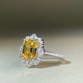 wholesale S925 Sterling Silver Song Song Princess Square Zirconia High Carbon Diamond Yellow Diamond Box Ring for Women, Does Not Fade-0-2